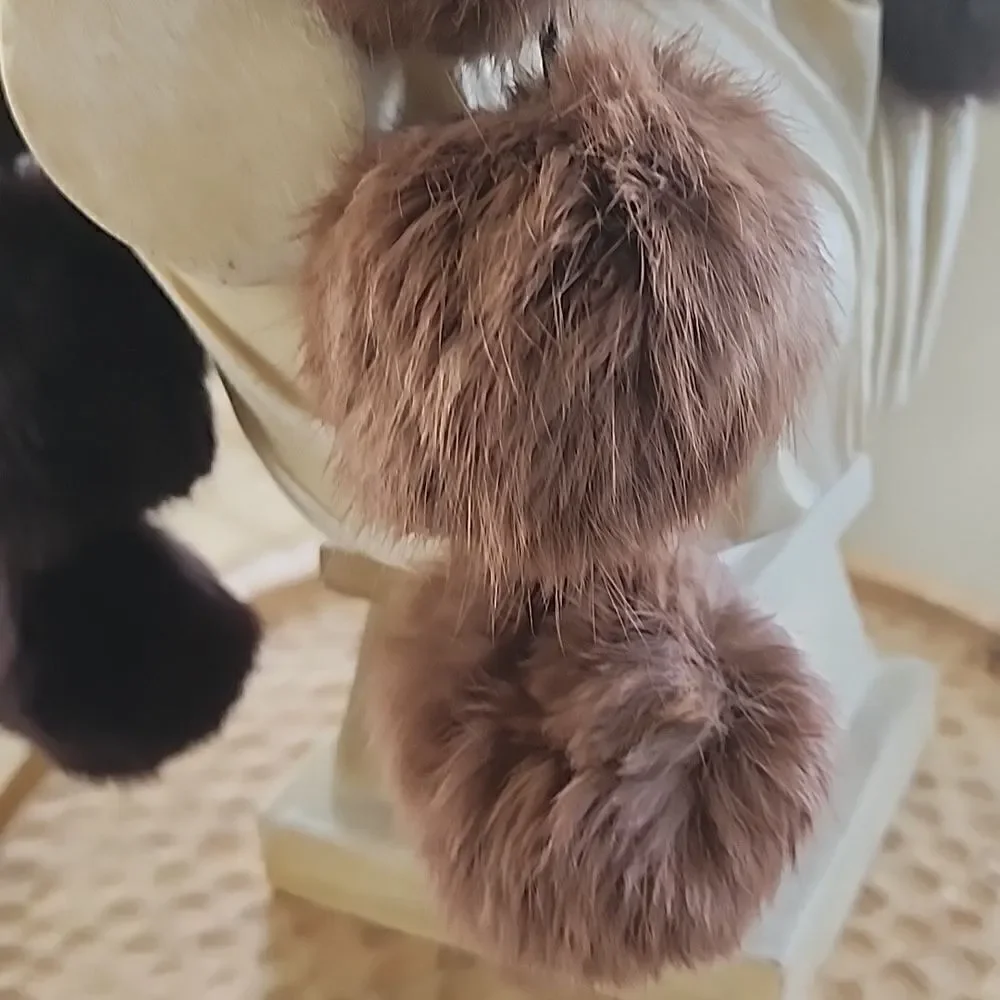Faux Fur Puff Stoll Chocolate Brown